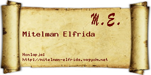 Mitelman Elfrida névjegykártya